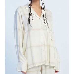 WEWOREWHAT Beige Brown Plaid Flannel Button Up - Size XS